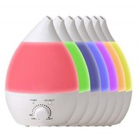 Rainbow Cool Mist Ultrasonic Humidifier  Aroma Oil Diffuser  Premium Humidifying Unit  Whisper Quiet Operation  2.8 Liters  7 Color LED Night Light Function - B072N4NHNL
